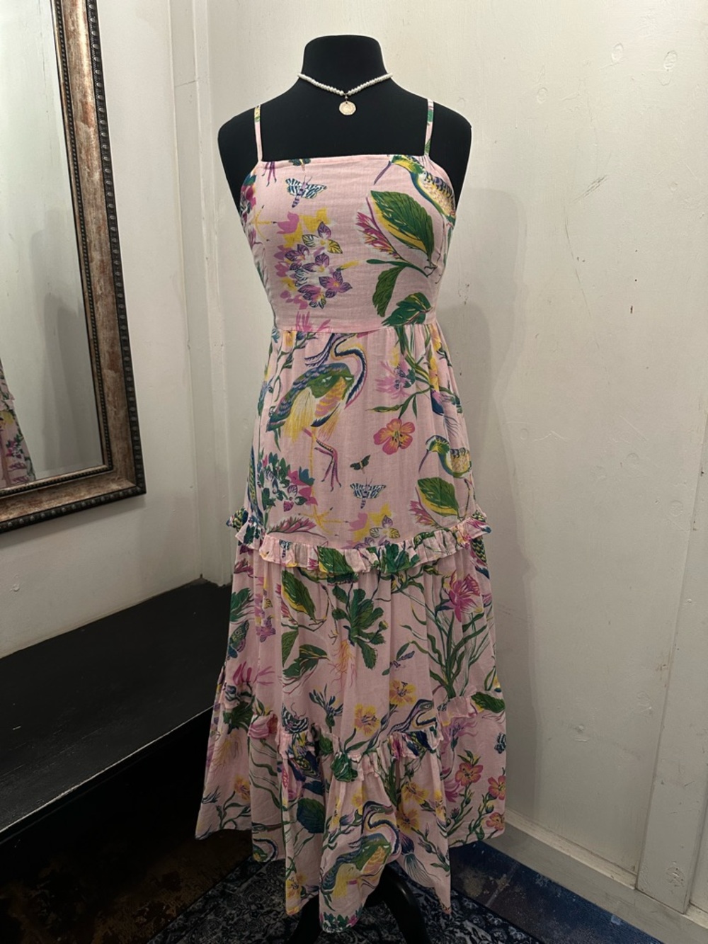Banjanan Pink Floral Tiered Maxi Dress